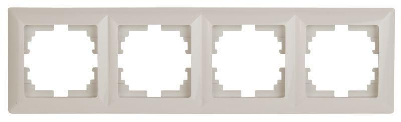 Рамка для розеток и выключателей 4 поста слоновая кость пластик Intro Solo 4-504-02 - Б0043425 ЭРА