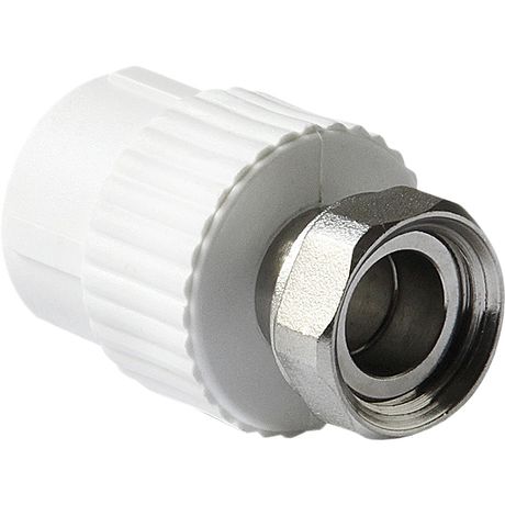 Муфта комбинированная 25x1' ВР, накидная гайка, полипропиленовая PPR белая - PA29015 PRO AQUA