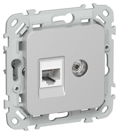 Розетка 2-м СП FLITE РКТВ5е-2-0-ФлА RJ45/TV кат.5E UTP механизм алюм. IEK FI-AK22-1-K47 IEK арт. FI-AK22-1-K47