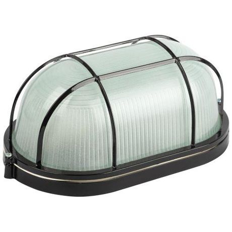 Светильник для ЖКХ под лампу НБП 04-100-002 Акватермо алюминий/стекло решетка IP54 E27 max 100Вт 280х160 овал черный | Б0063913 ЭРА