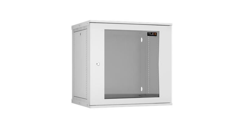 Шкаф настенный 19дюйм 12U стекл. дверь Ш600хВ569хГ450мм 1 пара монтаж. направляющих разборн. сер. TLK TWI-126045-R-G-GY ЭКО44085