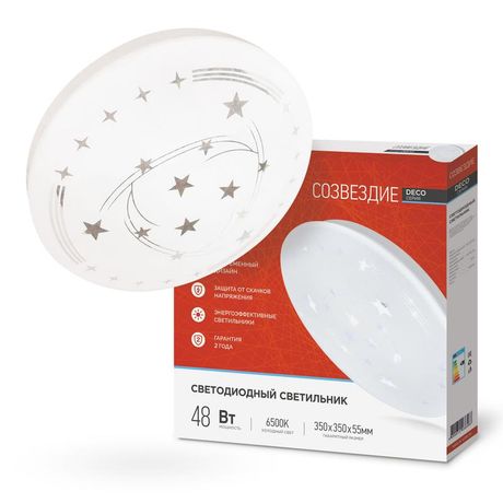 Светильник светодиодный серии DECO СОЗВЕЗДИЕ 48Вт 230В 6500К 4320Лм 380х55мм IN HOME - 4690612038568