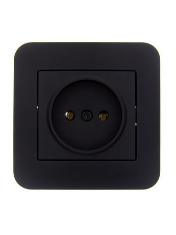 Розетка 1-м СП ASTI 16А IP20 без заземл. термопласт в сборе черн. бархат. LEZARD 7081-4242-121B
