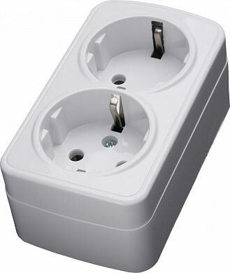 Розетка накладная двухместная,с/з, 250В, 16А, IP20, пластик АВS,белая, серия Basic, Srekker - PST16-502-20 FERON 39034