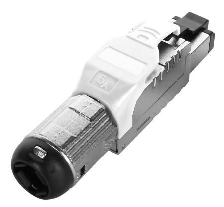 Разъем полевой оконцовки RJ-45 (8P8C) под витую пару для ож кабеля toolless кат. 6A экранир. накручивающийся хвостовик PLUE-8P8C-S-C6A-SH-WH бел. Hyperline 403350