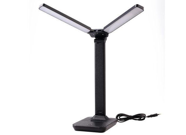 Светильник светодиодный настольный UF-819 C02 12Вт 6000К 3ур. яркости 2 плафона кожа черн. Ultraflash 15164