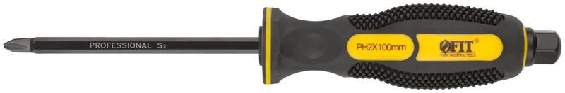Отвертка ударная сталь S2 шестигранное жало двухцветная мягкая ручка Профи 6 х 100 мм РН2 - 55626 РОС