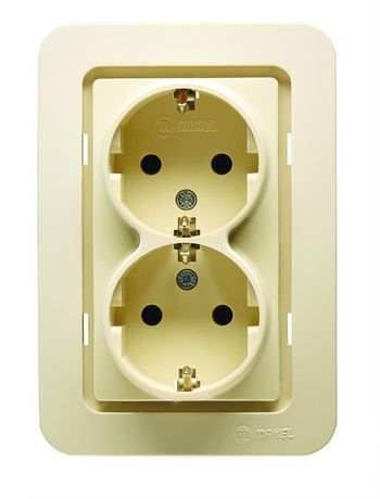 Розетка 2-м СП Lillium 10А с заземл. без вставки крем. Makel 71282