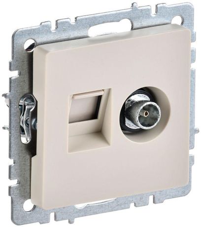 Розетка компьютерная + телевизионная 2-м Brite РТВ/РК12-БрКр RJ45 кат.5E TV механизм беж. IEK BR-AK20-1-K10