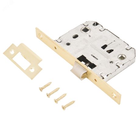 Защелка врезная универсальная без ручек для деревянных межкомнатных дверей, АЛЛЮР АРТ L7050S SB золото матовое - 11222 ПТК