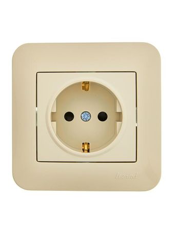Розетка 1-м СП ASTI 16А IP20 с заземл. защ. шторки термопласт в сборе крем. LEZARD 7081-0303-124B