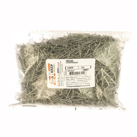 Гвоздь строительный 1,2х20 (1 кг) - пакет Tech-Krep 114001 Tech-KREP/Zitar арт. 114001