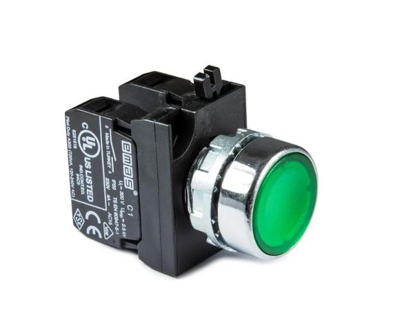 Кнопка с подсветкой-светодиод CM192DY (1НО+1НЗ) зел. EMAS