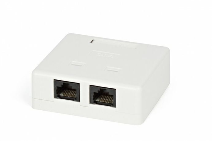 Розетка компьютерная 2-м ОП SB1-2-8P8C-C5e-SH-WH RJ45 (8P8C) кат.5E экранир. Dual IDC Hyperline 430233
