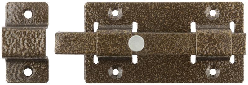 Задвижка накладная усиленная для дверей квадратный ригель бронза 66694