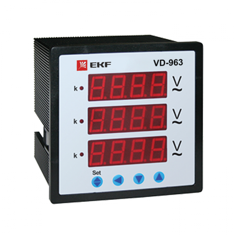 Вольтметр VM-D963 цифровой на панель 96х96 трехфазный EKF PROxima | vd-963