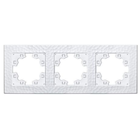 Рамка фактурная 3 поста универсальная UNIVersal Афина белая (еврослот) - A10045 Союз