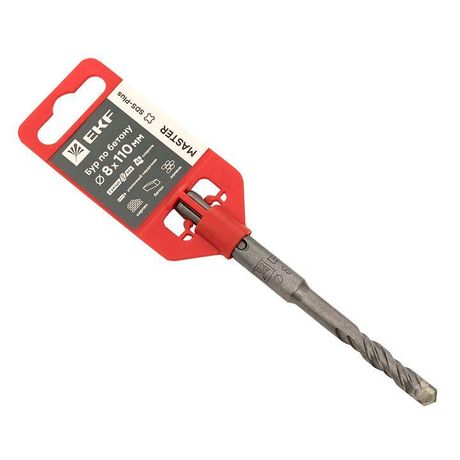 Бур по бетону SDS-plus 8х110 мм (2 резца)(4S спираль) EKF Master | db-8-110-2x4