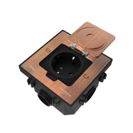 Лючок MultiDesk MDK21 с розеткой 2P+E 16А 250В IP44 монтажной коробкой для бетонных полов медь SE MDK21202CC APC