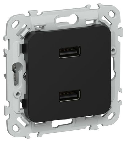 Розетка USB СП FLITE РЮ-2-ФлЧ AA 2.1А механизм черн. IEK FI-U21-D31-K02 IEK арт. FI-U21-D31-K02