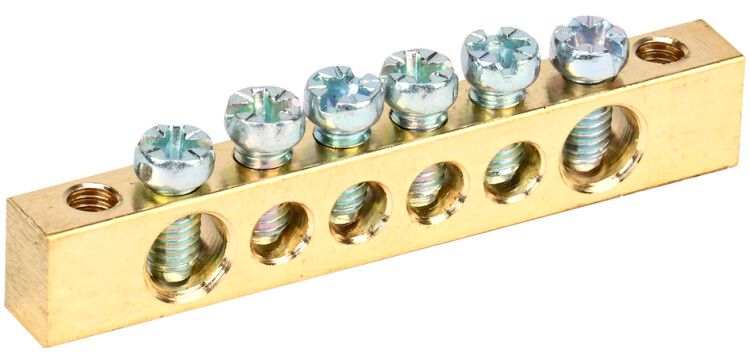 Шина PEN "земля-ноль" 6х9мм 6/2 (6групп/креп по краям) | YNN11-06-100 IEK