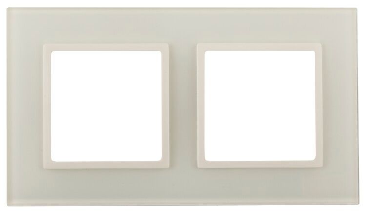 Рамка для розеток и выключателей Elegance 14-5102-02 на 2 поста, стекло, Elegance, слоновая кость+слоновая кость | Б0059169 ЭРА