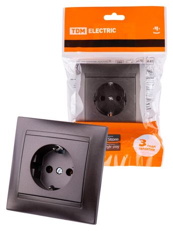 Розетка 2П+З 16А 250В шоколад "Лама" | SQ1815-0523 TDM