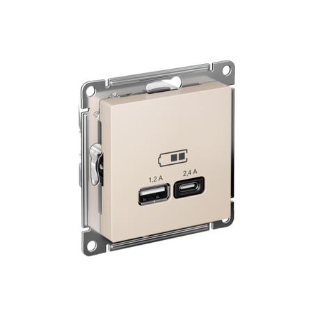 РОЗЕТКА USB ATLASDESIGN A+С, 5В/2,4А, 2х5В/1,2А, механизм, БЕЖЕВЫЙ - ATN000239 APC