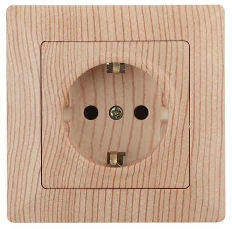Розетка СП Solo 4-202-11 16А 250В 2P+E Schuko сосна Intro Б0043318 ЭРА