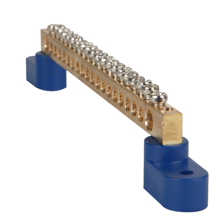 Шина нулевая с двумя изоляторами OptiKit BB-T-N-S-24-8х12-синий | 277918 КЭАЗ