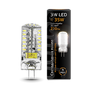 Лампа светодиодная LED 3 Вт 230 Лм 2700К теплая G4 капсула 12 В силикон Black Gauss - 207707103