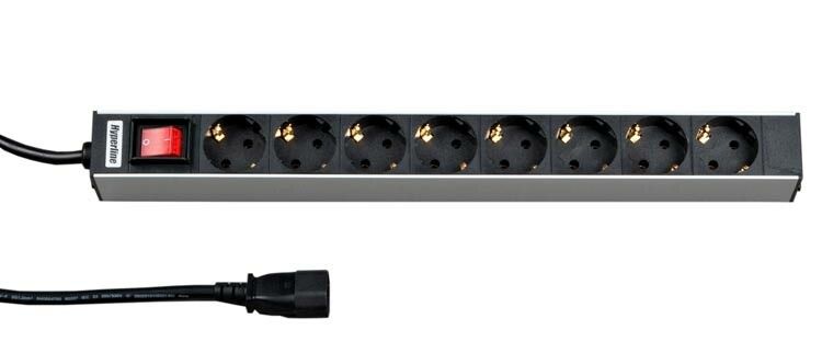 Блок розеток SHT19-8SH-S-2.5IECд. 19" шк., горизонт., с выкл. подсветкой, 8 Schuko(10A), 482.6x44.4x44.4(ДхШхВ) | 26417 Hyperline