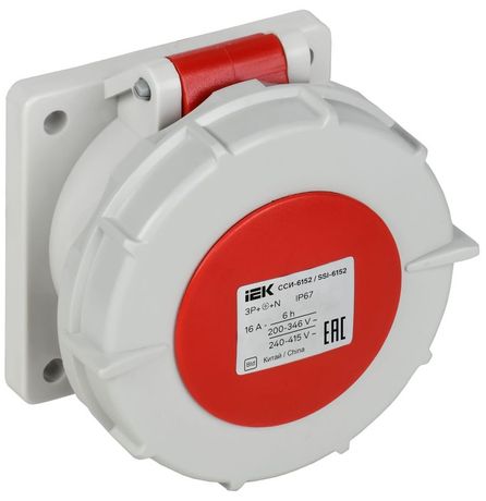 Розетка встраиваемая прямая ССИ-6152 16А 5п 3P+PE+N 6ч 380В IP67 IEK PSR62-016-5-0-67 IEK (ИЭК) арт. PSR62-016-5-0-67