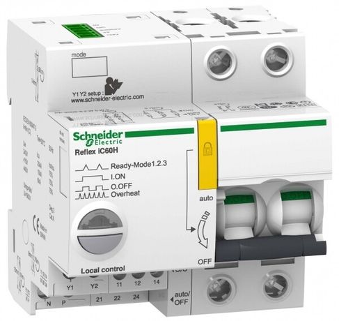 Выключатель автоматический двухполюсный REFLEX iC60H Ti24 25А C 15кА | A9C65225 Schneider Electric