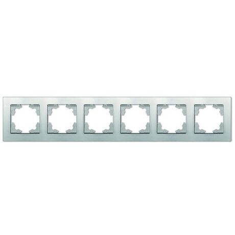 Рамка шестиместная горизонтальная серия Афина серебро (еврослот) - A1043-S Союз