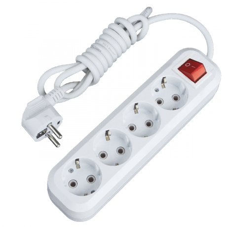 Удлинитель Эксперт 4 гнезда 2 метра 16А/3,0кВт с выключателем и заземлением ПВС 3х1 EKF PROxima - UBA16-310-4-02i