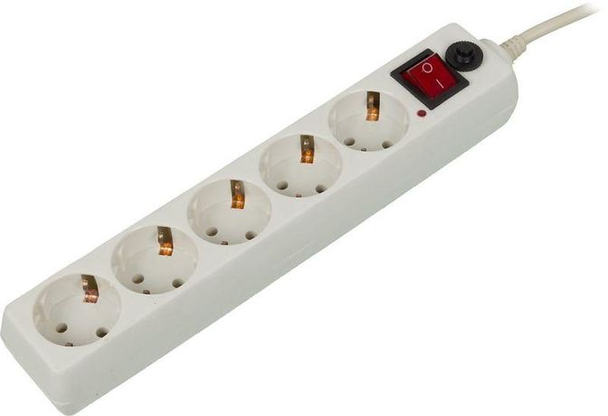 Удлинитель с сетевым фильтром 5х10м заземл. 10А IP20 500SH-10-W 2.2кВт CCA бел. BURO 992302