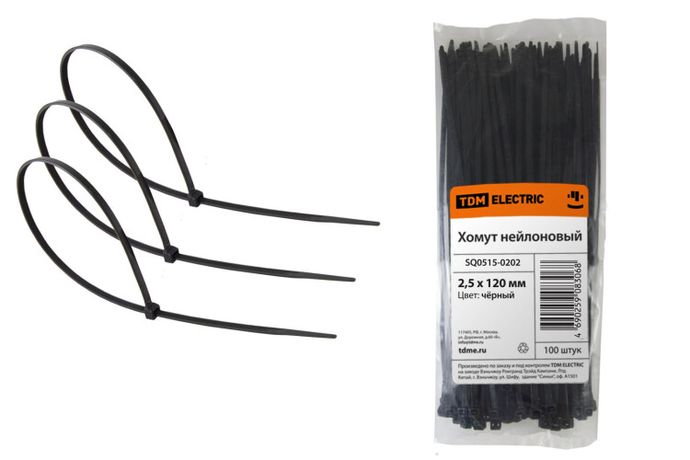 Хомут 2,5х120мм нейлон (черный) (100шт) | SQ0515-0202 TDM