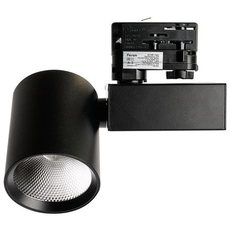 Светильник светодиодный трековый на шинопровод ДПО-30w 4000К 2700Лм трехфазный черный - 51605 FERON