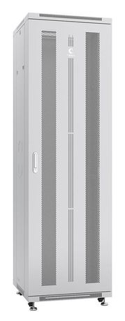 Шкаф монтажный телекоммуникационный напольный ND-05C-42U60/80 19дюйм для распред. и серверн. оборудования 42U 600х800х2055мм передн. задн. перфорир. двери ручка с замком сер. (RAL 7035) Cabeus 7204c