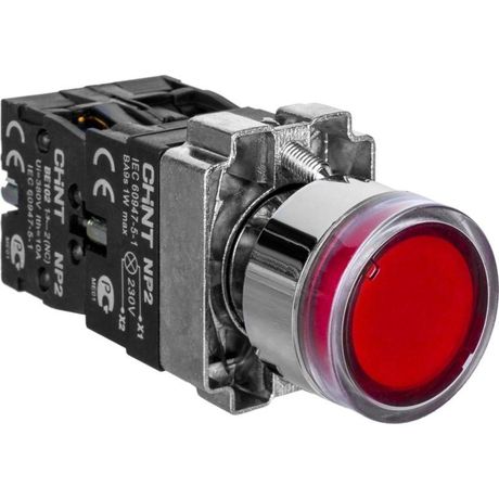 Кнопка управления NP2-BW3462 плоская, красная, 1НЗ, AC/DC230В (LED), IP40 (R) | 575421 CHINT