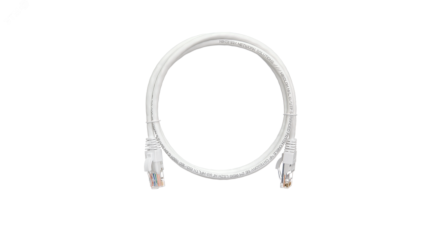 Шнур коммутационный U/UTP 4 пары кат.5E (класс D) 100МГц 2хRJ45/8P8C T568B заливной с защитой защелки мж. BC (чистая медь) 24AWG (7х0.205мм) LSZH нг(А)-HFLTx 0.15м бел. NIKOMAX NMC-PC4UD55B-001-C-WT ЭКО46819