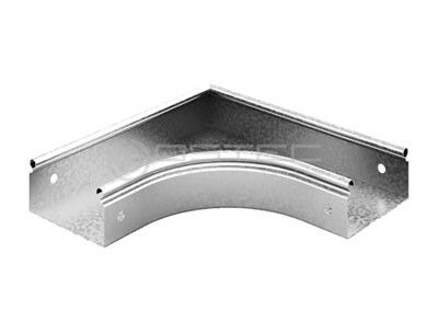 Угол плоский плавный 90 град. к лотку 200х80, толщ. 0,7 мм, Сендзимир цинк, 032028 | УПТП90-200х80-0,7-R100-СЦ Ostec УПТп-200х80
