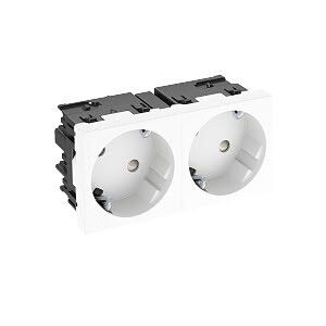 Розетка силовая 33° двойная 2х2К+З Modul45connect, со шторками, 16А 250В белая | 6120483 OBO Bettermann