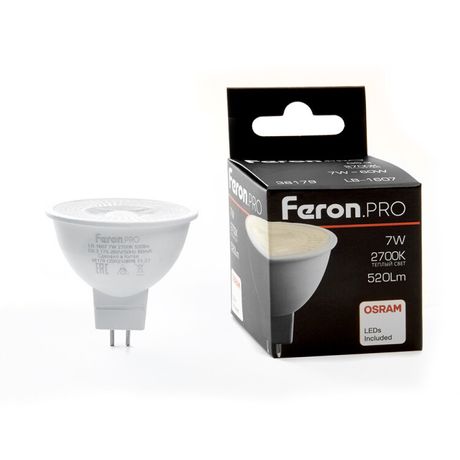 Лампа светодиодная LED 7вт 230в G5.3 теплый с линзой 38 гр. Feron.PRO - 38179
