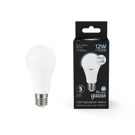 Лампа светодиодная LED 12 Вт 1140 лм 4100К AC150-265В E27 А60 (груша) нейтральный шаговое диммирование выключателем Black Gauss - 102502212-S