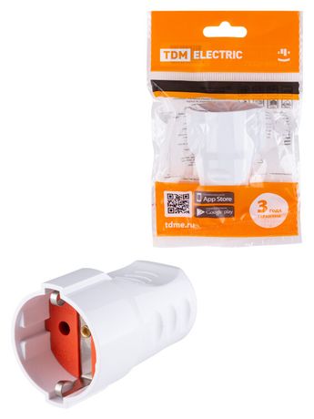 Кабельная розетка рифленая 2П+З 16А 250B белая | SQ1806-0211 TDM