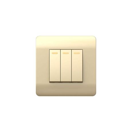 Переключатель 3-клавишный с подсветкой, 10А, шампань(NEW3-E) | 431512 CHINT