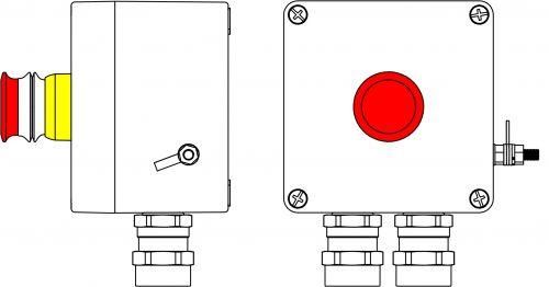 Взрывозащищенный пост управления из полиэстера CPE-Р-03 -(1xP3E(11)) -2x6018AASBKGM2SB(C)1Ex d e IIC T6 Gb / Ex tb IIIC T80°C Db IP66 - 2231.031.19.04X ДКС