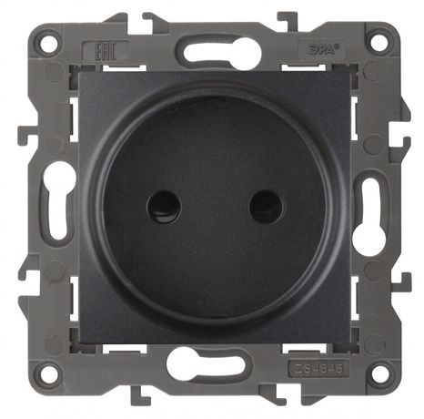 Розетка однофазная скрытого монтажа, в рамку без шторок антрацит 16А 250В IP20 автоматические (безвинтовые) зажимы 14-2105-05 Эра Elegance - Б0034288